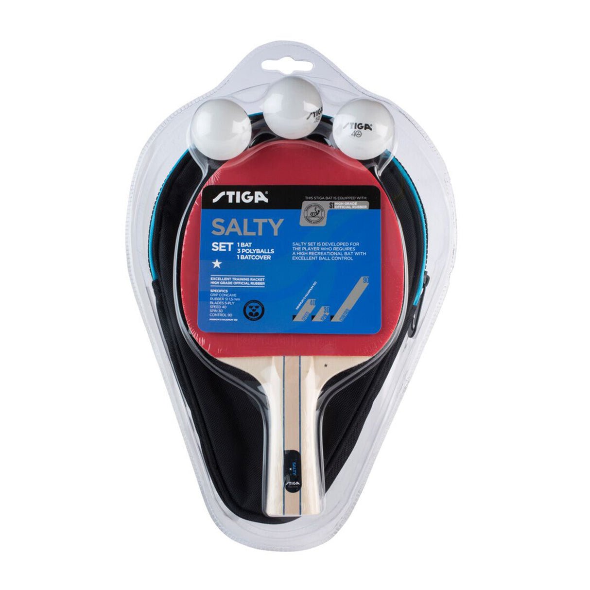 Set Tenis de Mesa SALTY ★ + 3 pelotas + 1 funda