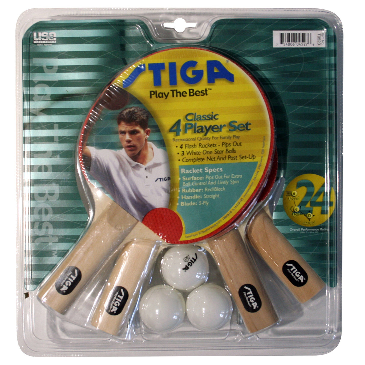 Set Tenis de Mesa CLASSIC - 4 Paletas 3 Pelotas 1 Red