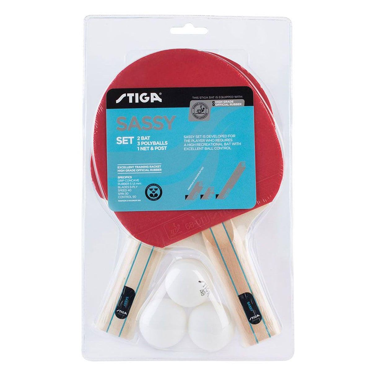 Set Tenis de Mesa SASSY Hobby - 2 Paletas + 3 Pelotas + Red