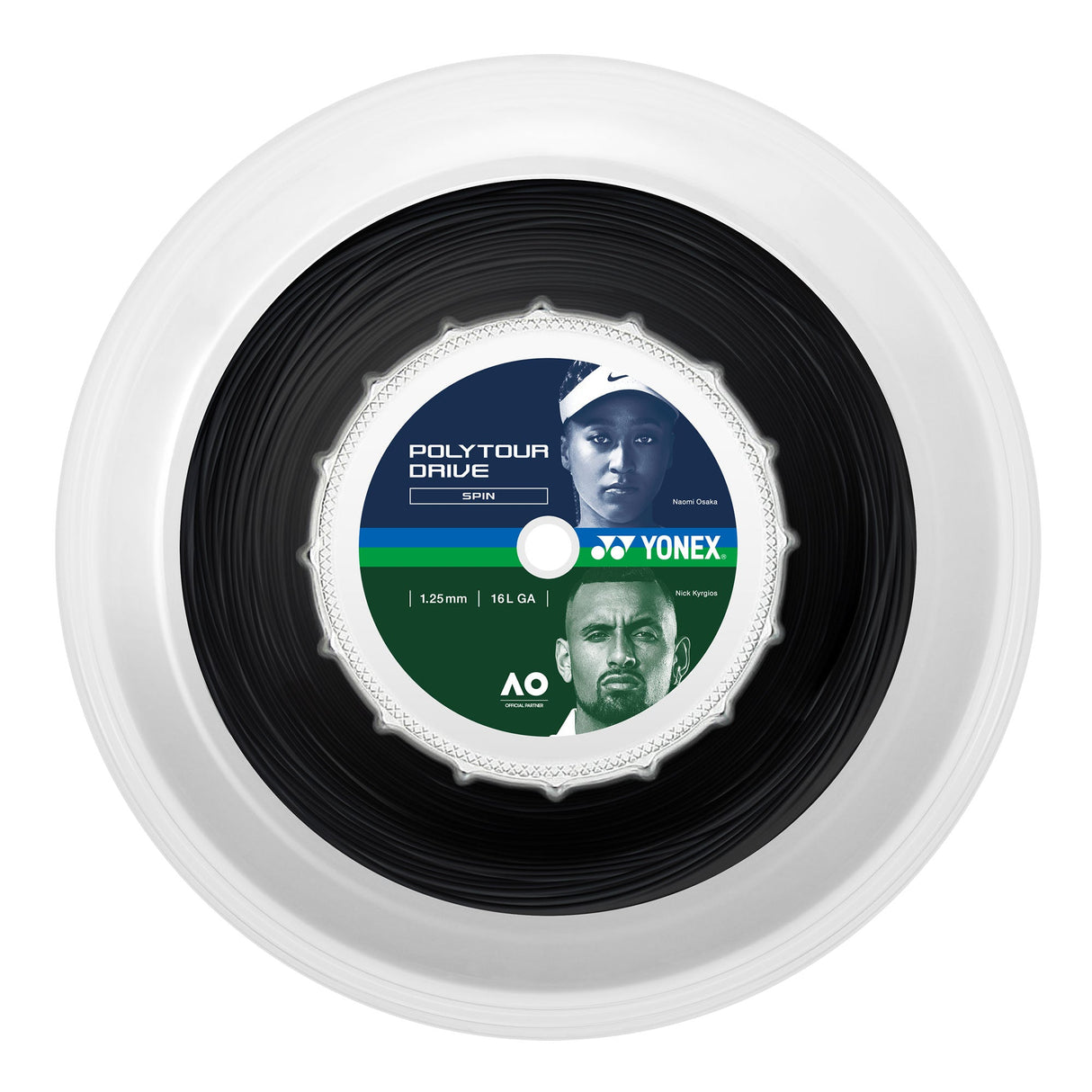 Rollo Cuerda Tenis POLY TOUR DRIVE 1.25 / 16L Negro