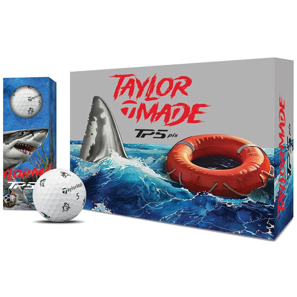 Pelotas TaylorMade TP5 Pix Premium Sharks - docena