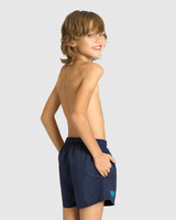 SHORT BAÑO NIÑO BEACH LOGO R AZUL - fondo #E8E8E8