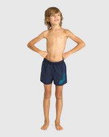 SHORT BAÑO NIÑO BEACH LOGO R AZUL - fondo #E8E8E8