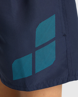 SHORT BAÑO NIÑO BEACH LOGO R AZUL - fondo #E8E8E8