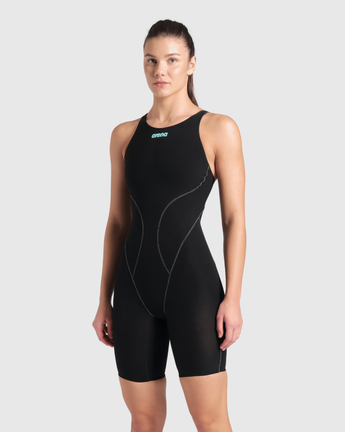 TRAJE DE BAÑO MUJER ARENA POWERSKIN IMPULSO OB BLACK - fondo #E8E8E8