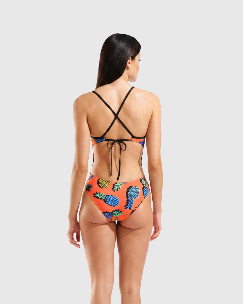 TRAJE DE BAÑO MUJER ARENA PINEAPPLES SWIMSUIT TIE BACK - fondo #E8E8E8