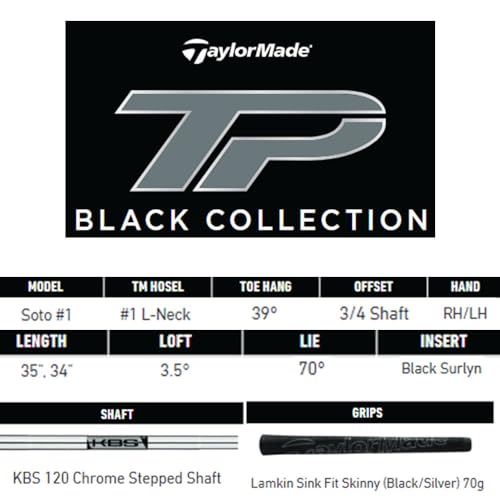Putter TaylorMade TP Black Soto #1 - Acero Inoxidable 303, Inserto Pure Roll