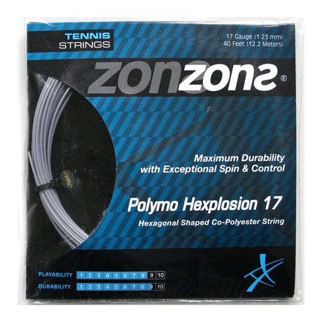 Set Cuerda Tenis POLYMO HEXPLOSION 17/1.23 Plata