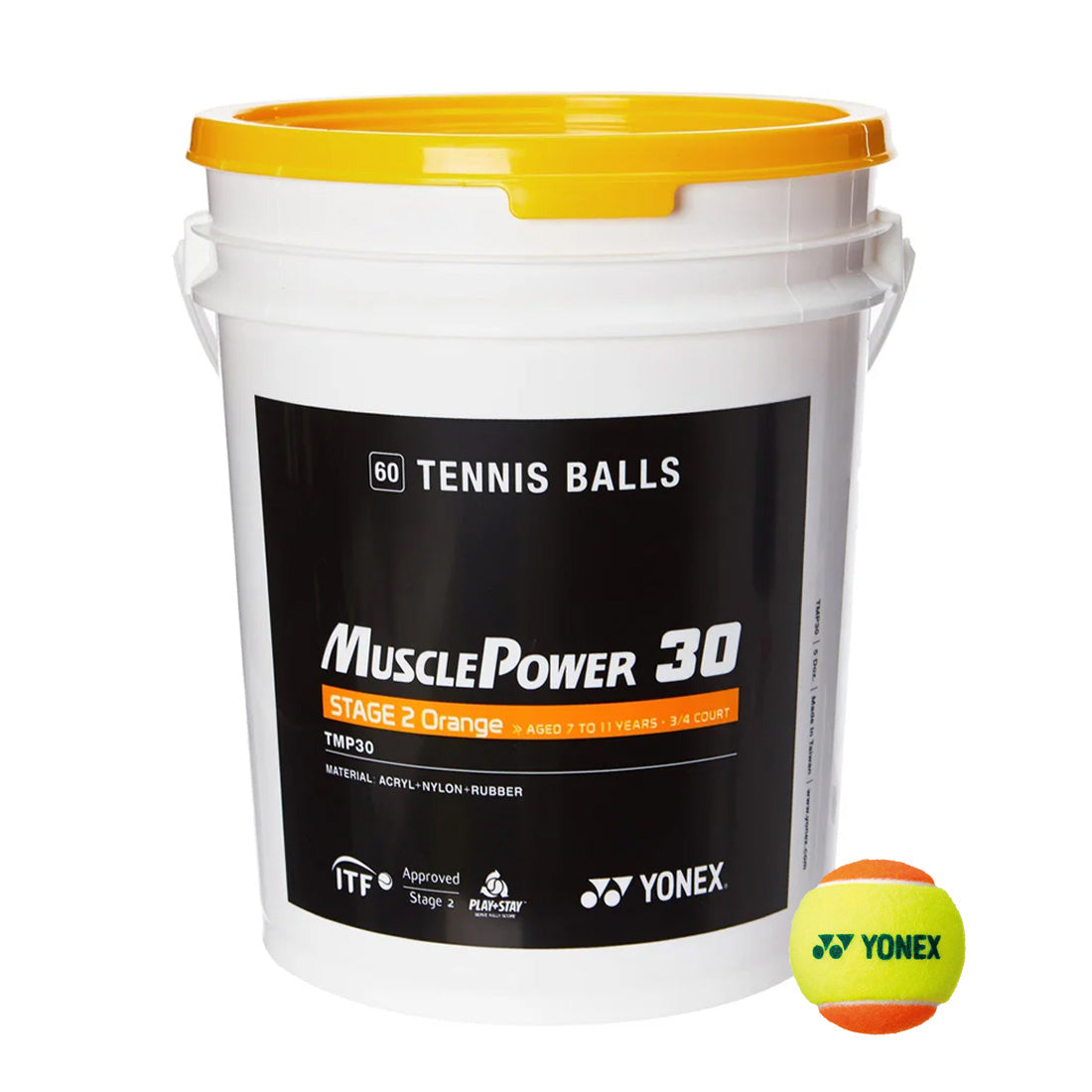 Balde Pelota Tenis MUSCLE POWER 30 - STAGE 2 X60 Yonex – AceShop.cl