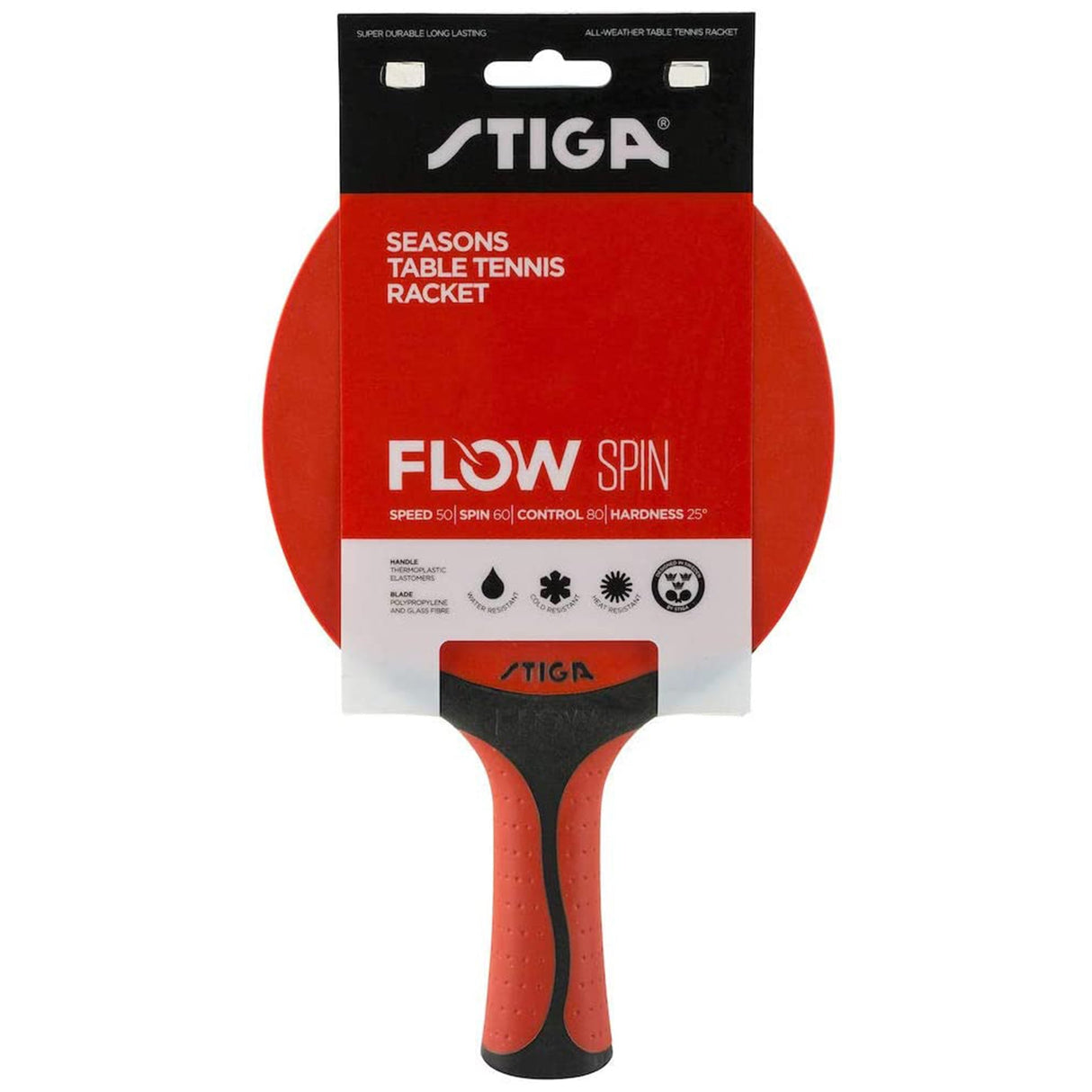 Paleta Tenis de Mesa  SEASONS FLOW SPIN Rojo/Negro
