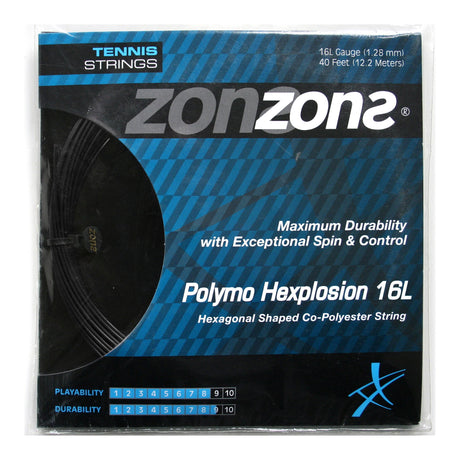 Set Cuerda Tenis POLYMO HEXPLOSION 16L/1.28mm Negro