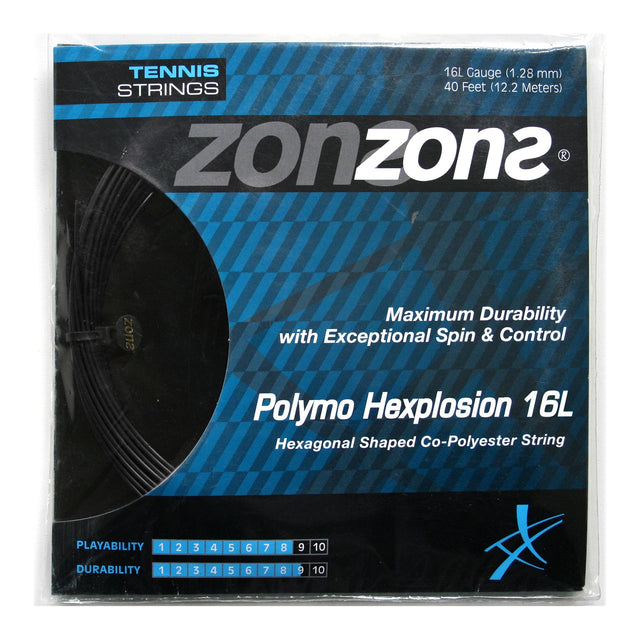 Set Cuerda Tenis POLYMO HEXPLOSION 16L/1.28mm Negro