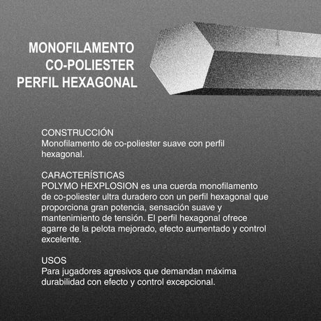 Set Cuerda Tenis POLYMO HEXPLOSION 16L/1.28mm Plata