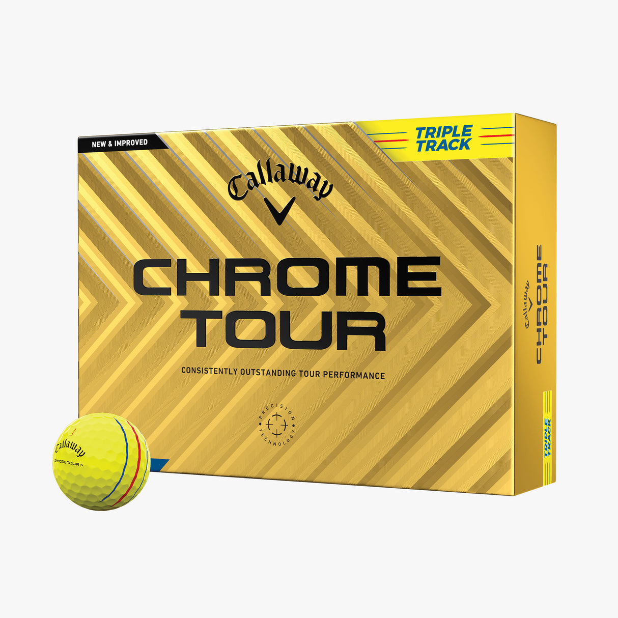 Pelotas de Golf Callaway Chrome Tour Triple Track Amarillo Docena